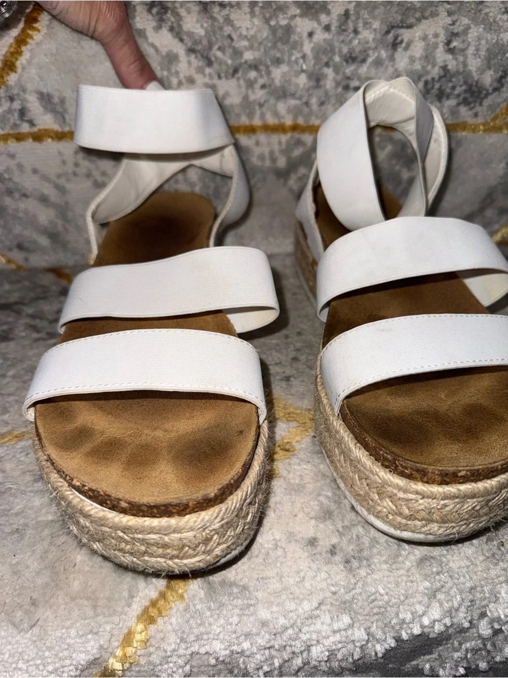 Women’s White Espadrille Platform Sandals - Strappy Comfort